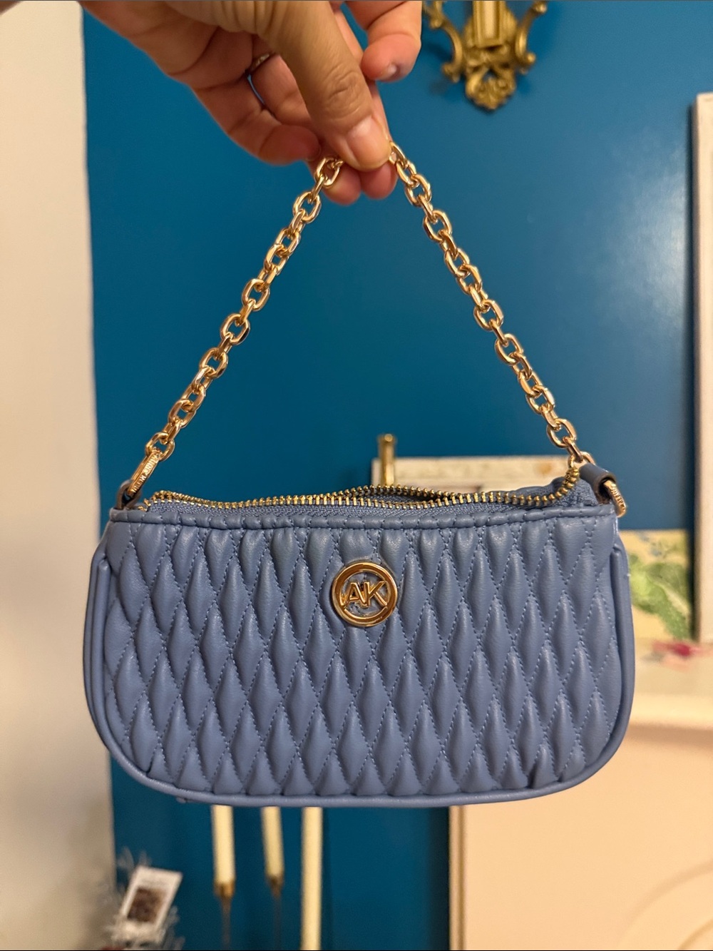 Anne Klein Quilted Periwinkle Mini Chain Shoulder Bag